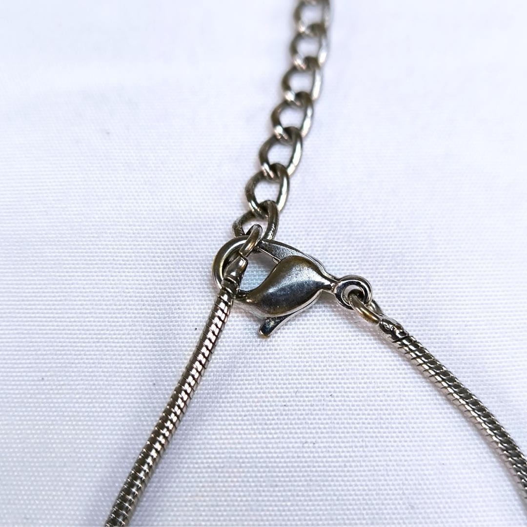 Christian Dior D Logo Charm Bracelet Silver-tone Snake Link Chain 6.7~8.7″long