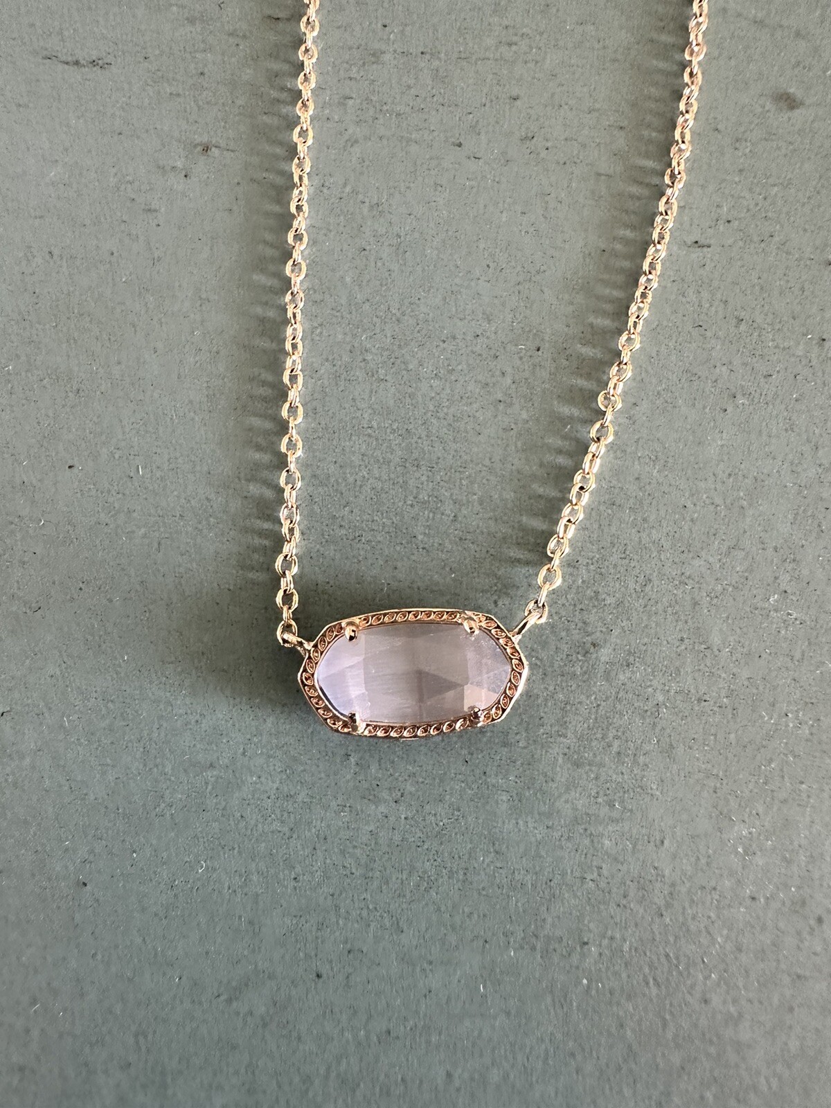 Elisa Rose Gold Vermeil Pendant Necklace in Ivory/Gray 15-17″
