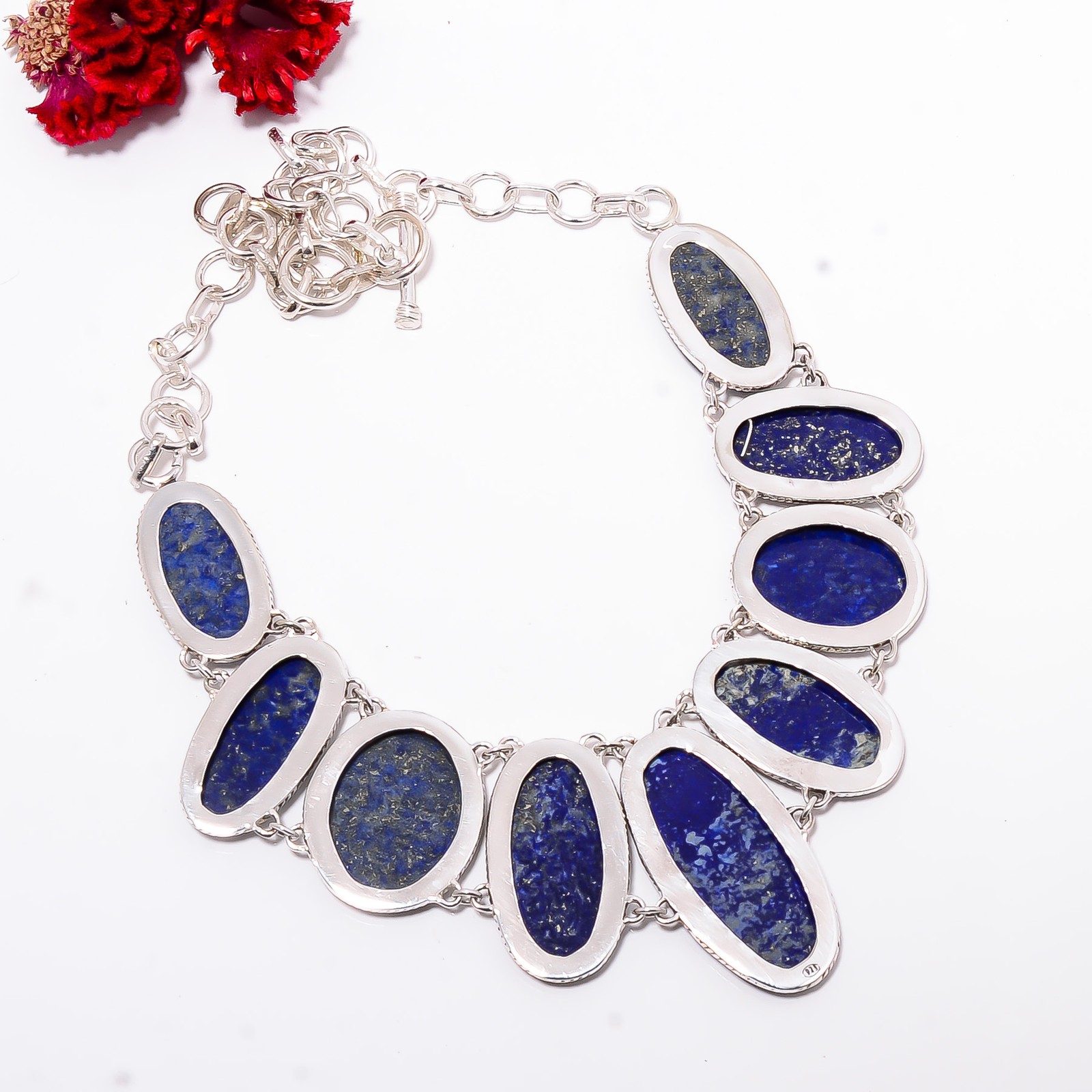 Lapis Lazuli 925 Sterling Silver Necklace Adjustable 21-23″ 17.99″ N9753