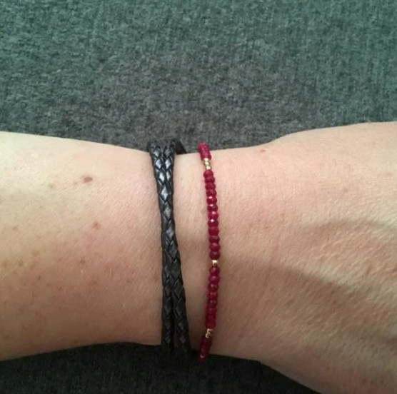 Natural Ruby 2MM Beaded Gemstone Crystal Healing Minimalist Women Bracelet Gifts