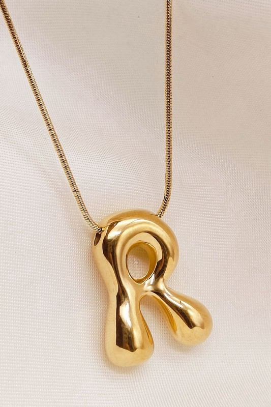 18k Non-tarnish Bubble Initial Necklace