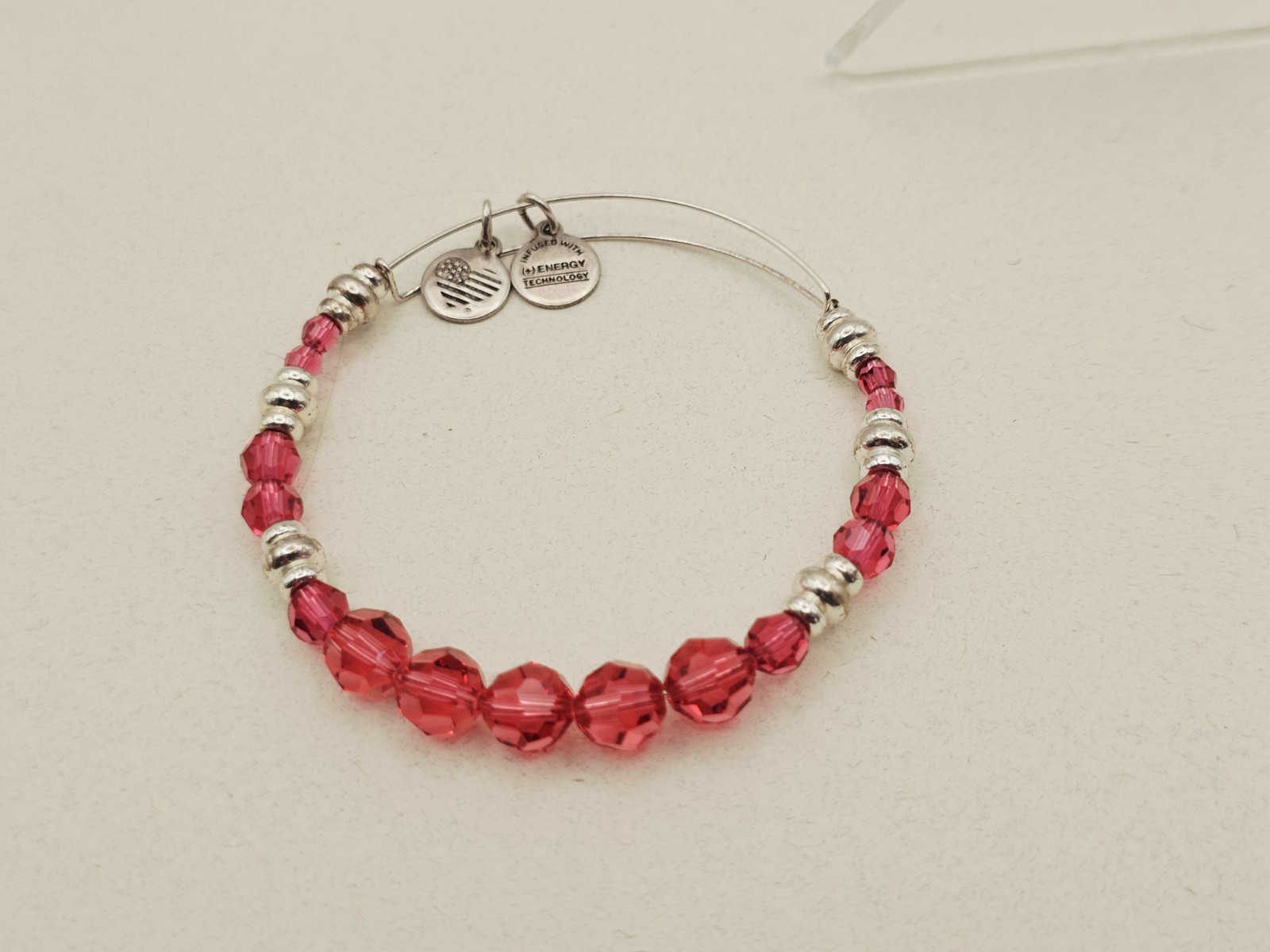 Authentic Alex and Ani “Rouge” Swarovski Crystal Shiny Silver Beaded Bracelet 💕