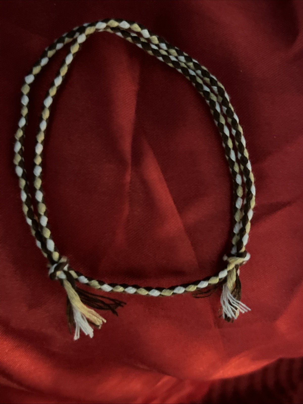 NEW BOHO BRAID THREAD FRIENDSHIP BRACELET ADJUSTABLE KNOT TAN BROWN WHITE NIP