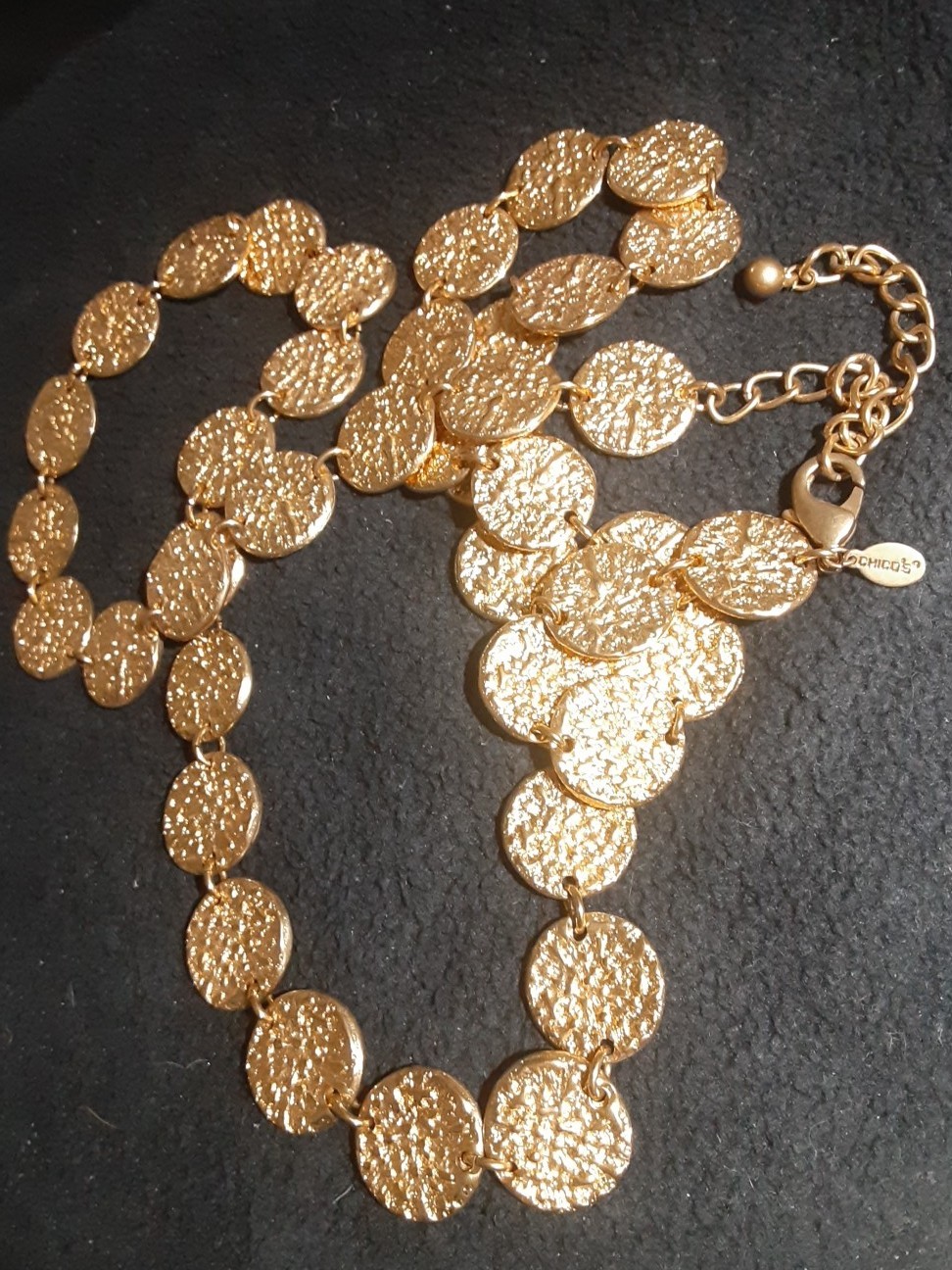 Chico’s Long Necklace Gold Tone Coin Style 34 – 38 Inches