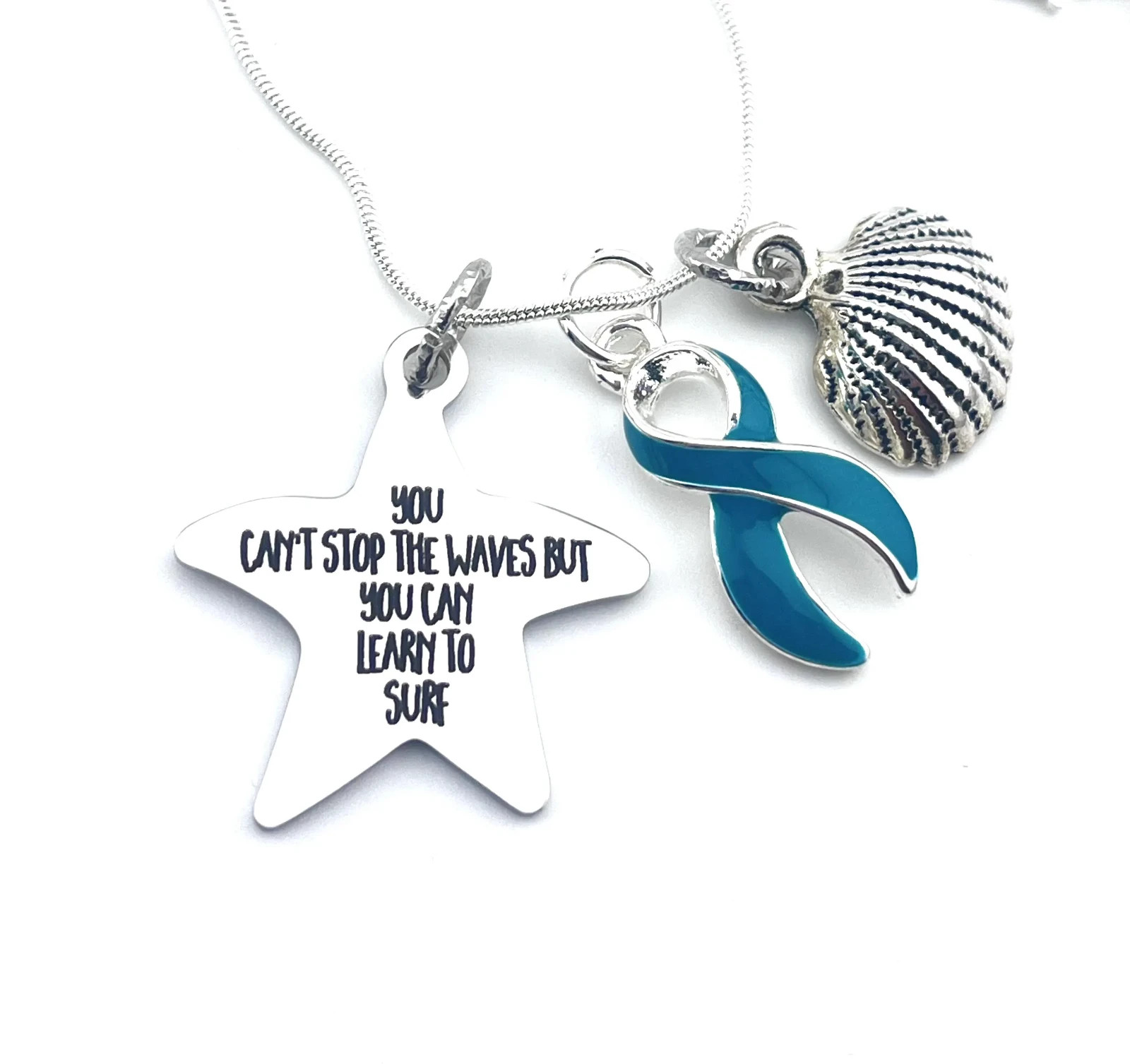 You Can’t Stop the Waves But You Can Learn to Surf Awareness / Survivor Necklace