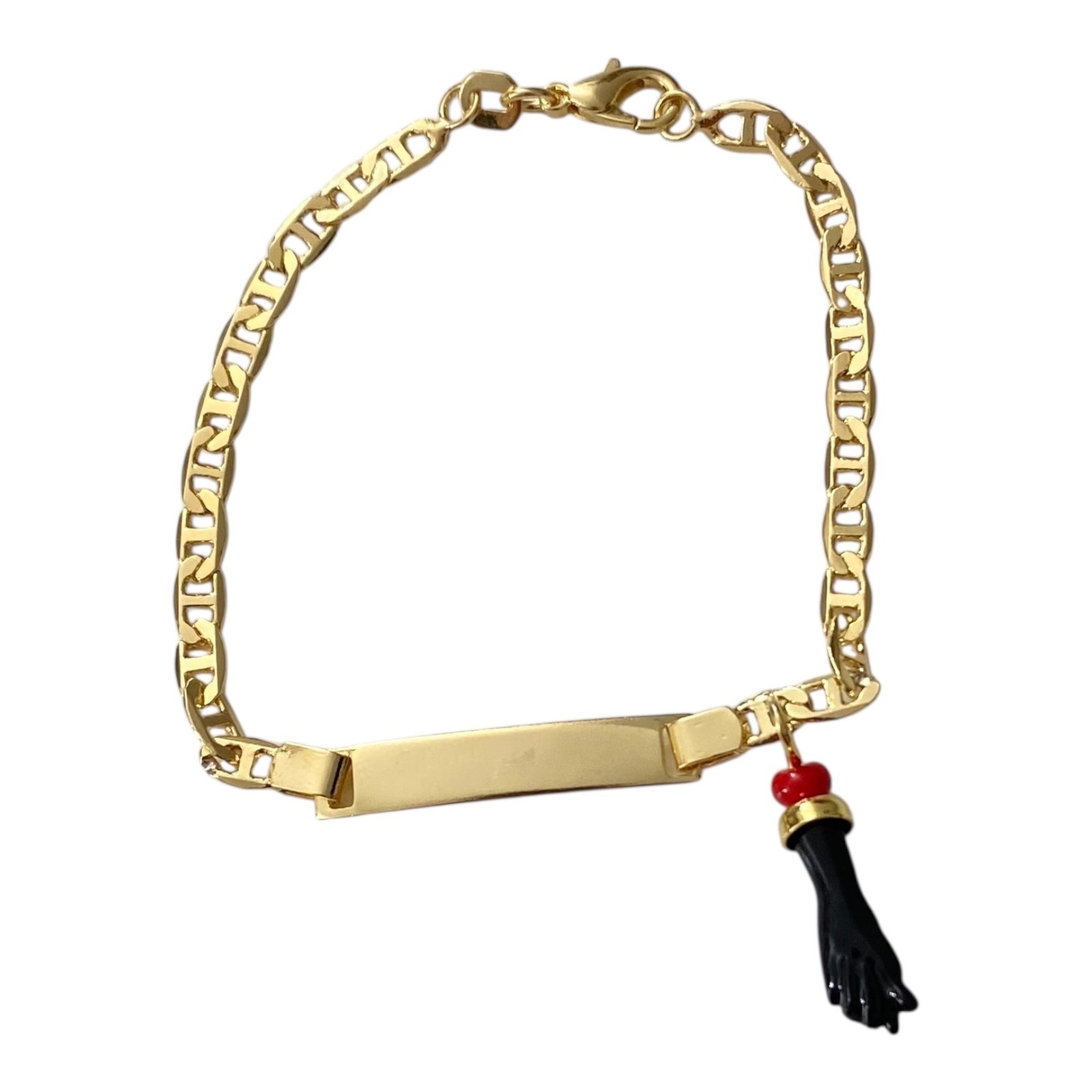 14K Gold Filled Azabache Baby ID Bracelet for Evil Eye Protection and Luck- B111