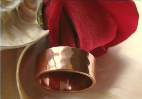 Solid Copper Hammered Band Ring 042. – 5/16″ wide. – Available in sizes 5 to 13.