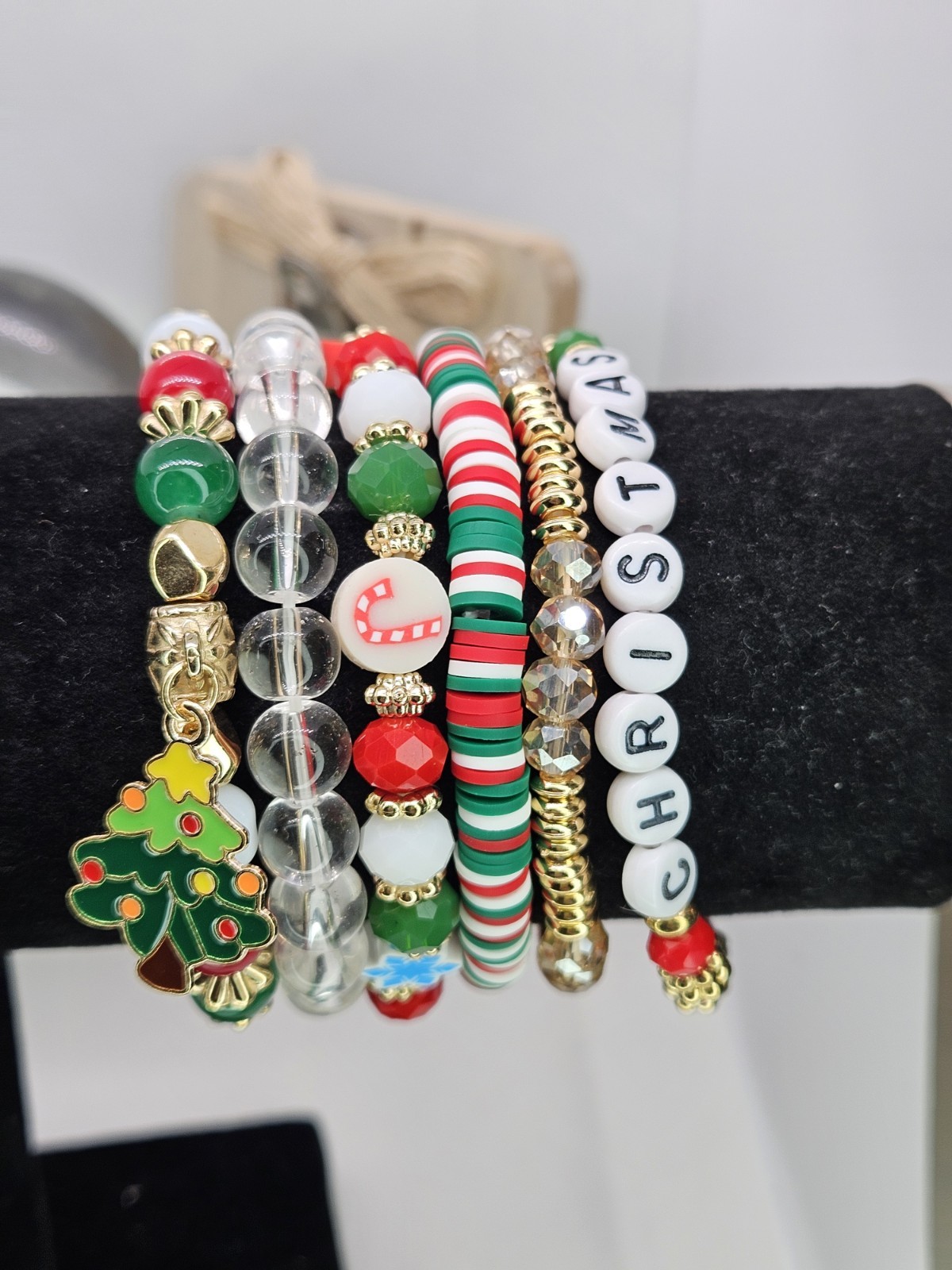 Joyful Christmas Colored Set Of 6 Bracelets Bundled For Xmas Gifts