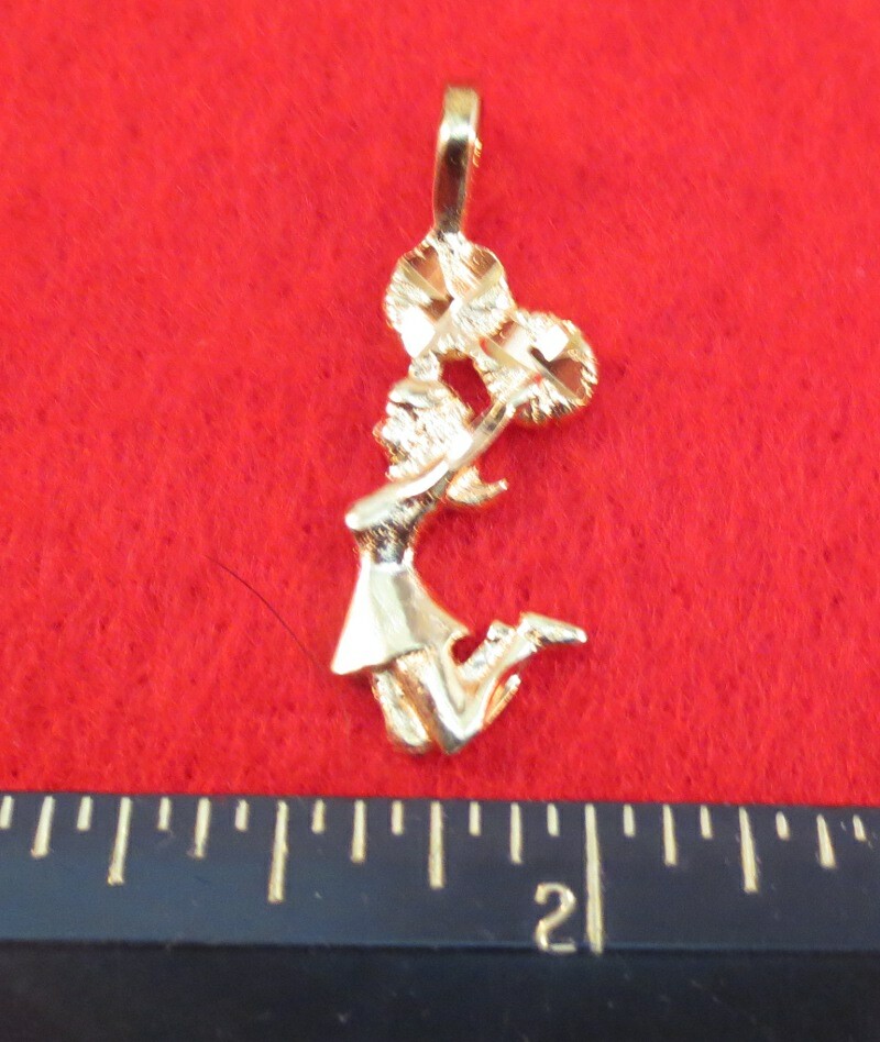 14 KT GOLD PLATED CHEERLEADER CHARM 16 ” to 30 INCH ROPE CHAIN SET- 2465