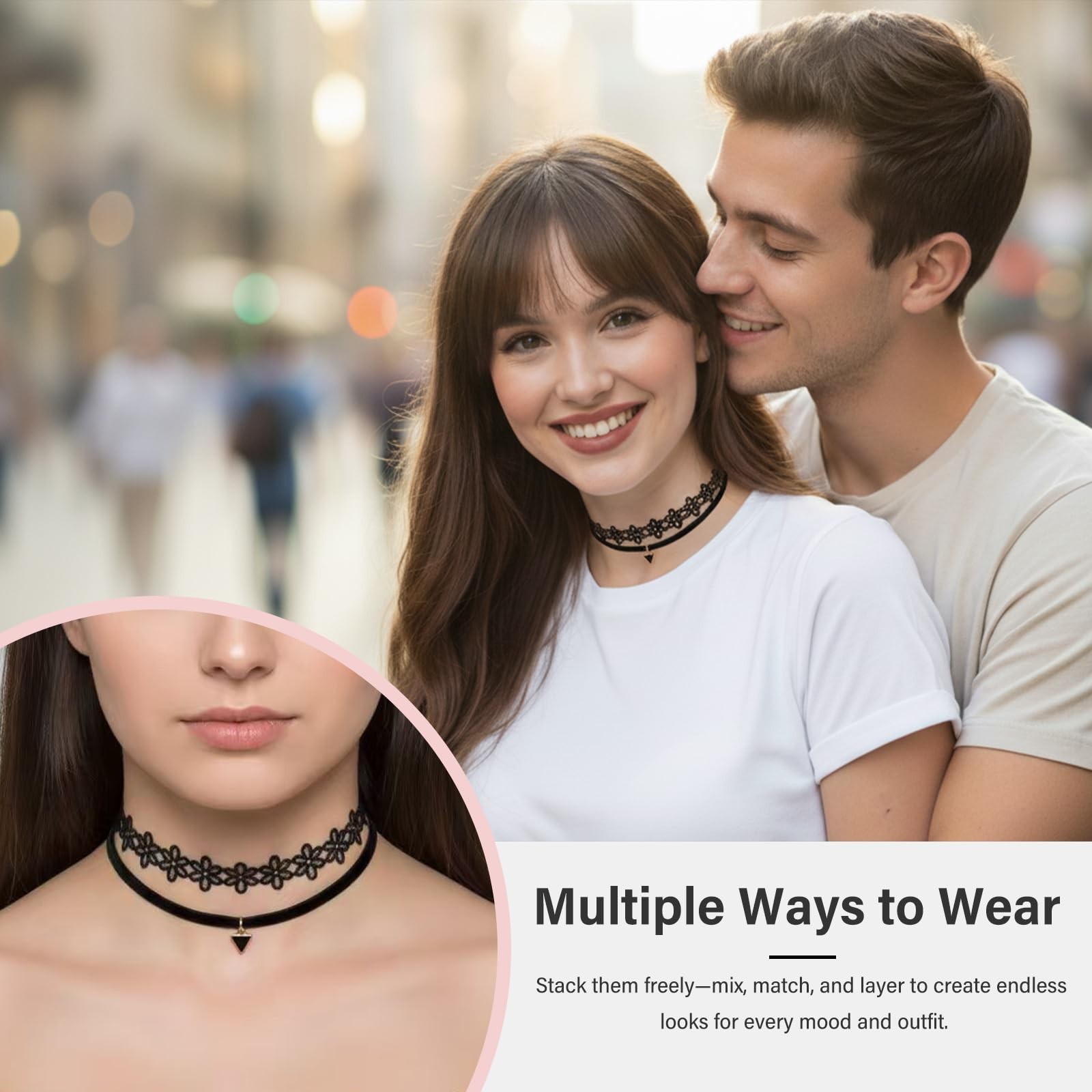 6 Pcs Black Choker Necklaces Black Velvet Choker Set Classic Gothic Tattoo La…