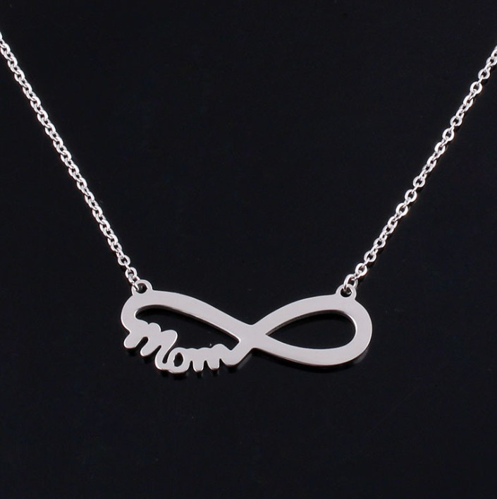 Infinity Symbol Love MOM Stainless Steel Women Ladies Girls Pendant Necklace PE8
