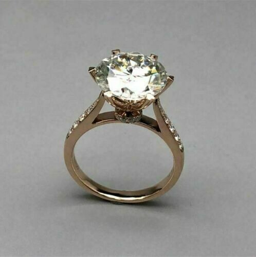 2 Ct Round Simulated Diamond Solitaire Engagement Ring 14K Yellow Gold Plated