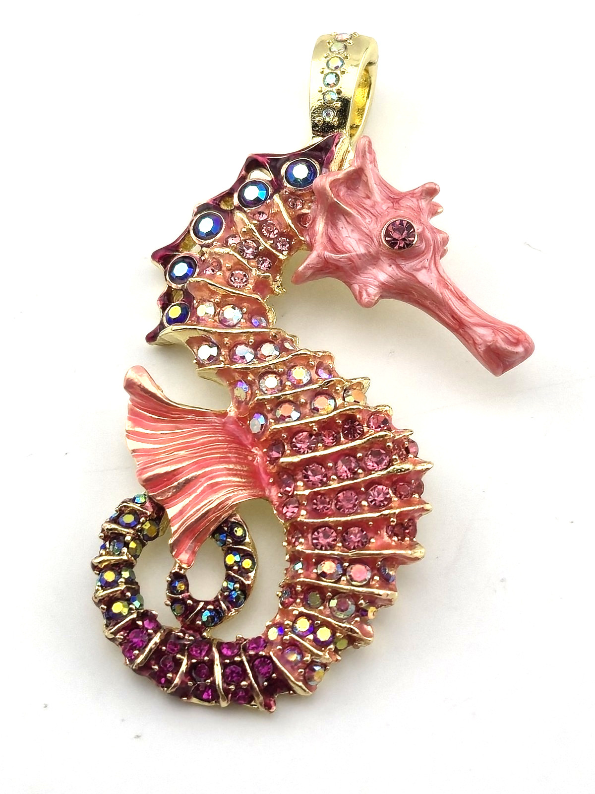 KIRKS FOLLY Sabrina Seahorse Enamel Fold Over Pendant goldtone