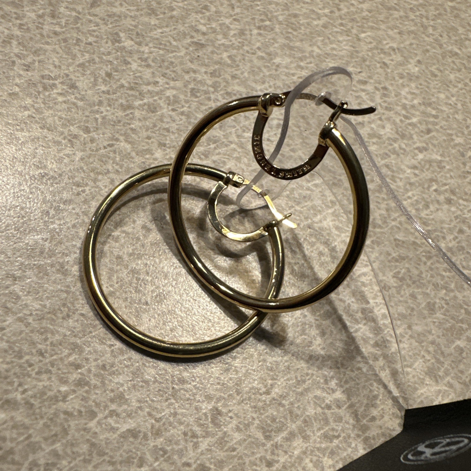 Simone L Smith Sterling Silver Gold Tone High Polished Round Hoop Earrings 35mm