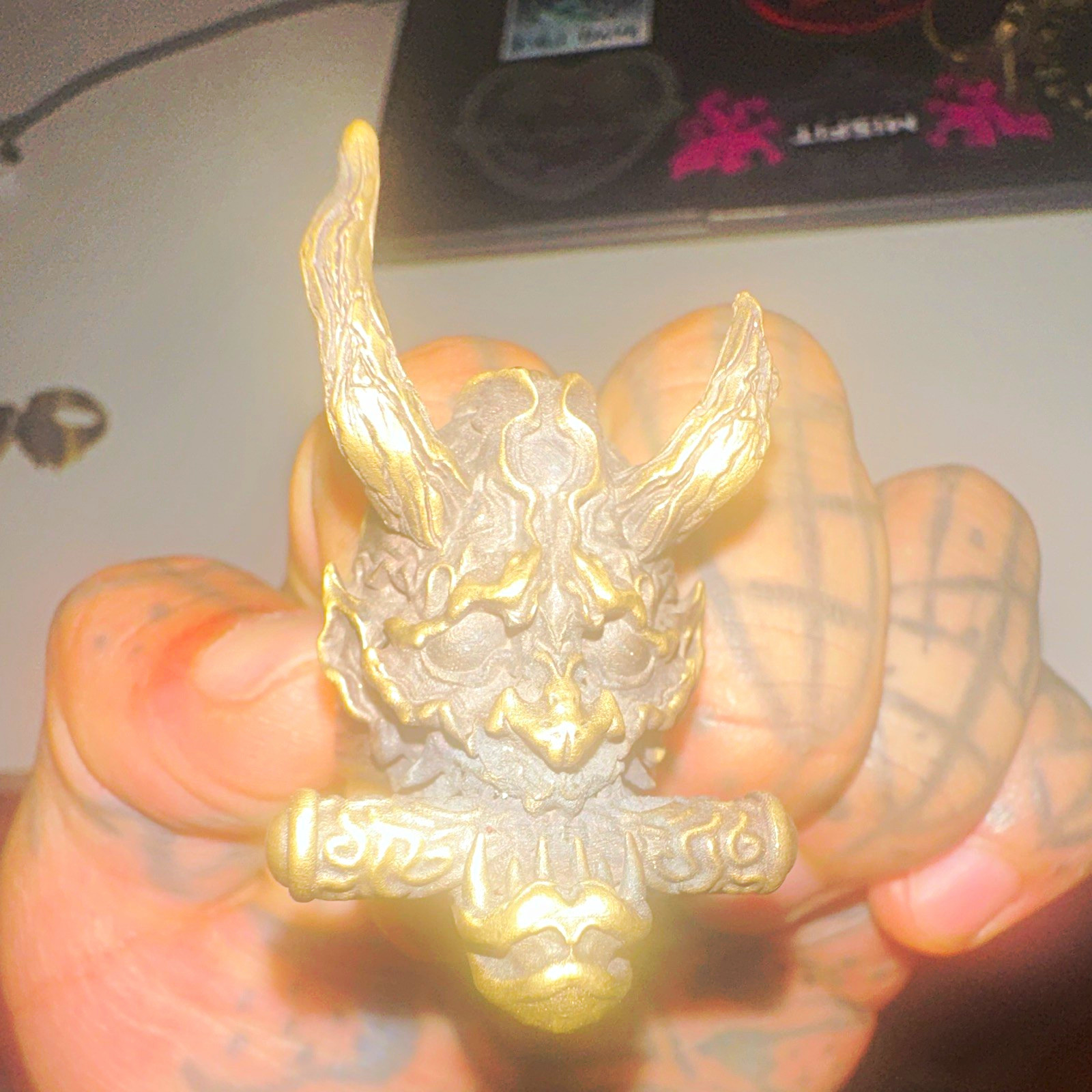 Japanese Hannya Oni Mask Brass Ring Size 10.5