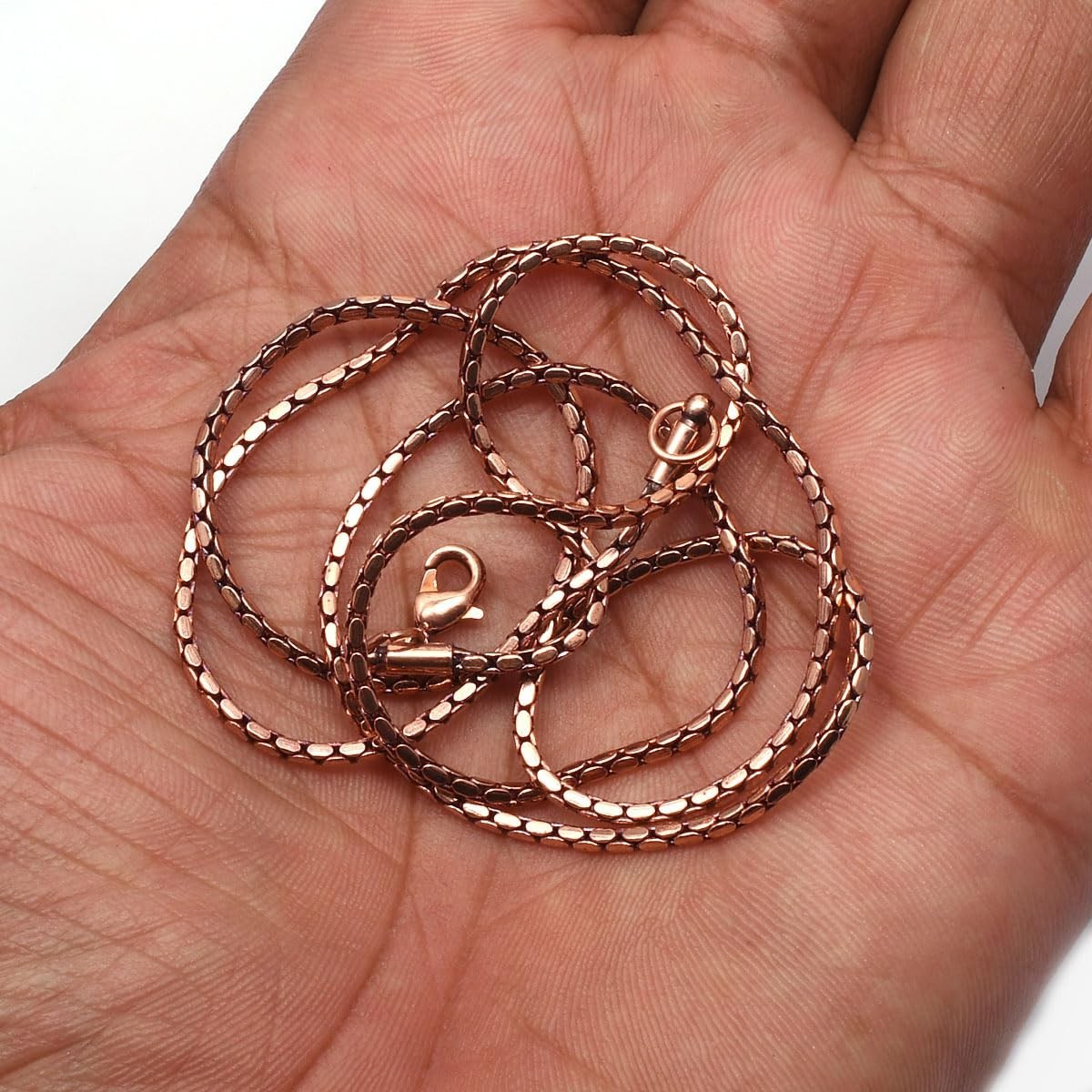 100% Pure Copper Box Chain Necklace for Pendants, Herringbone Design, Eco-Friend