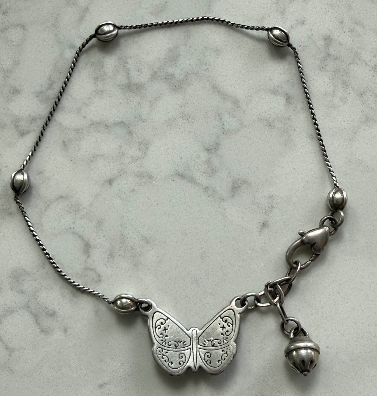 Brighton ‘Retired’ Mariposa Butterfly Silver Anklet Ankle Bracelet