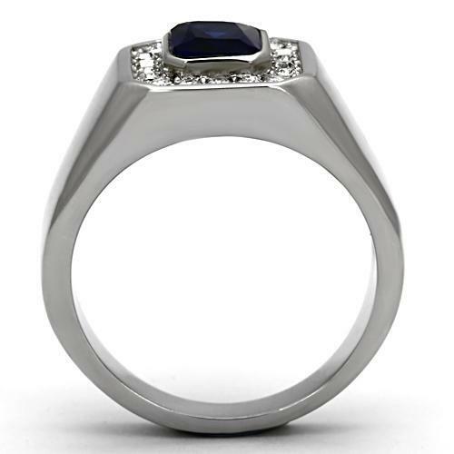 TK954 – High polished (no plating) Stainless Steel Ring with Synthetic