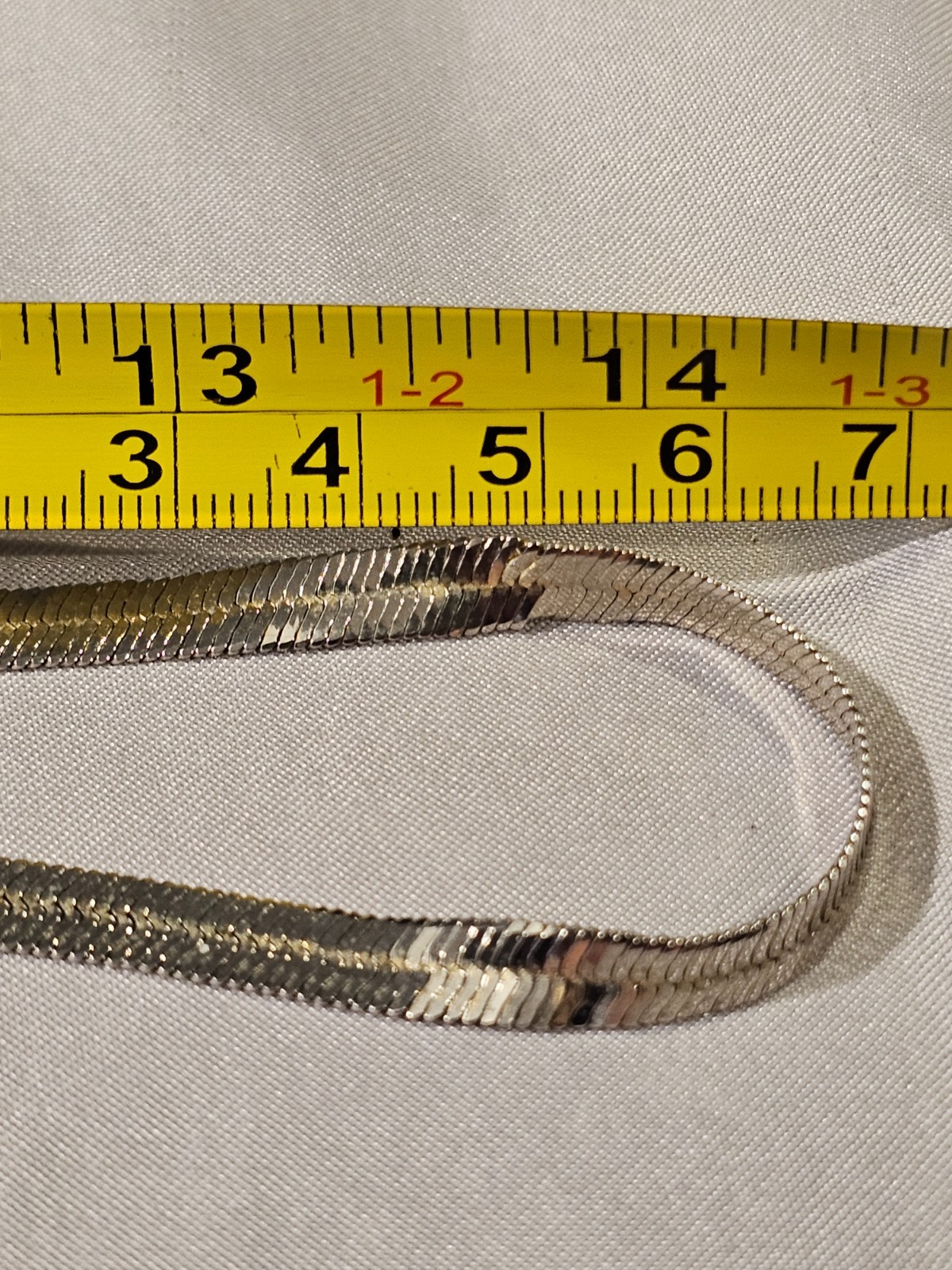 Silver Tone Herringbone Chain Necklace 18″ Flat Link Design,