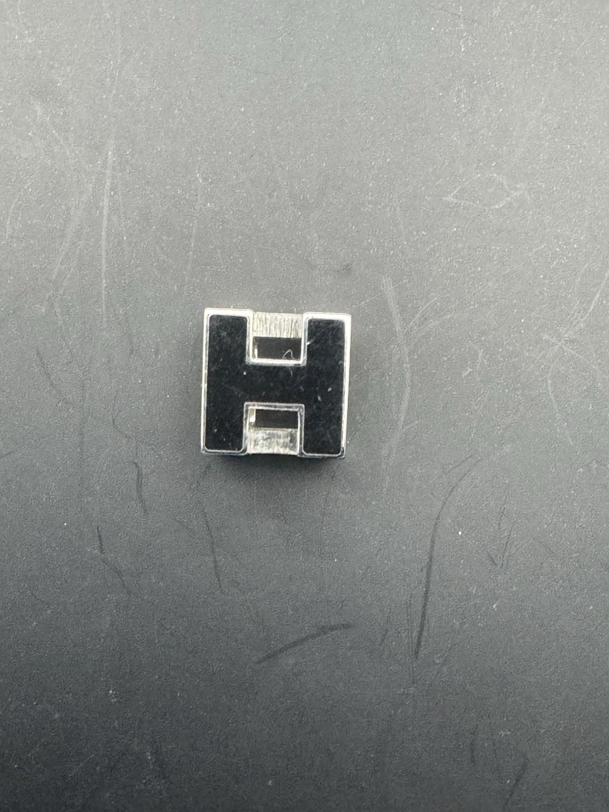 Authentic Hermes H Cube Pendant Bicolour Black And Silver Pendant Only