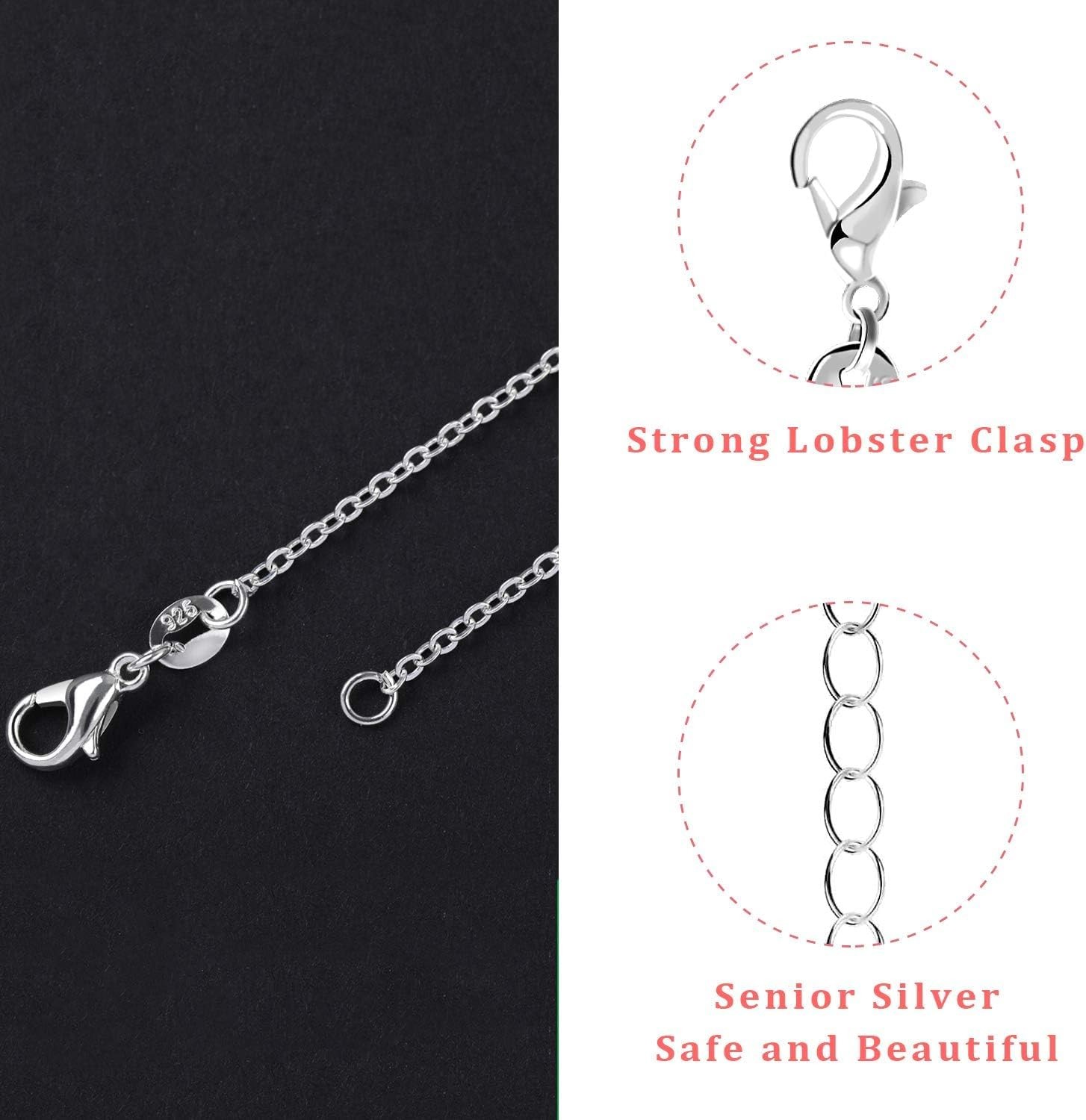 Sannix 50 Pack Necklace Chains Bulk Silver Plated Necklace Chain Silve