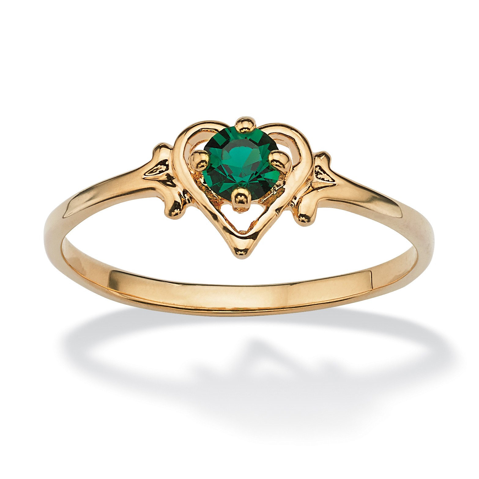 Simulated Birthstone Heart Ring in Gold-Plated