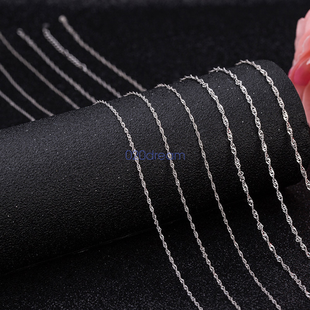 5PCS Real 925 Sterling Silver Necklace 1.2mm Classic Singapore Chain 14-24″