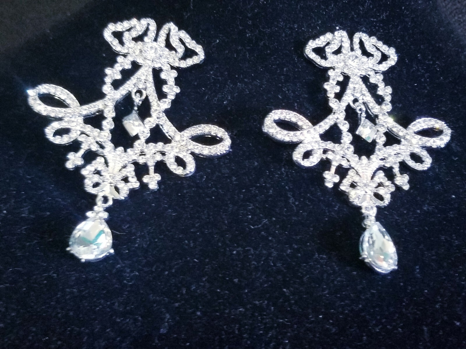 Clear Crystal Bridesmaid Rhinestone Chandelier Drop Earrings 3 Inch Jewelry