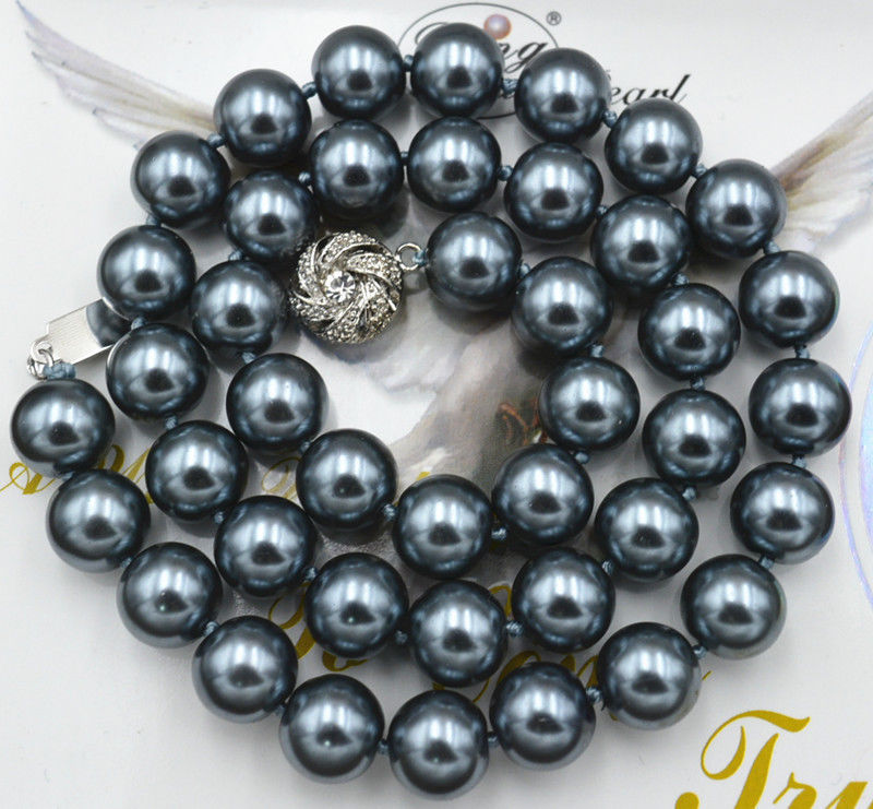 8mm/10mm Dark Gray South Sea Shell Pearl Necklace 18/24/36/ Inches Long