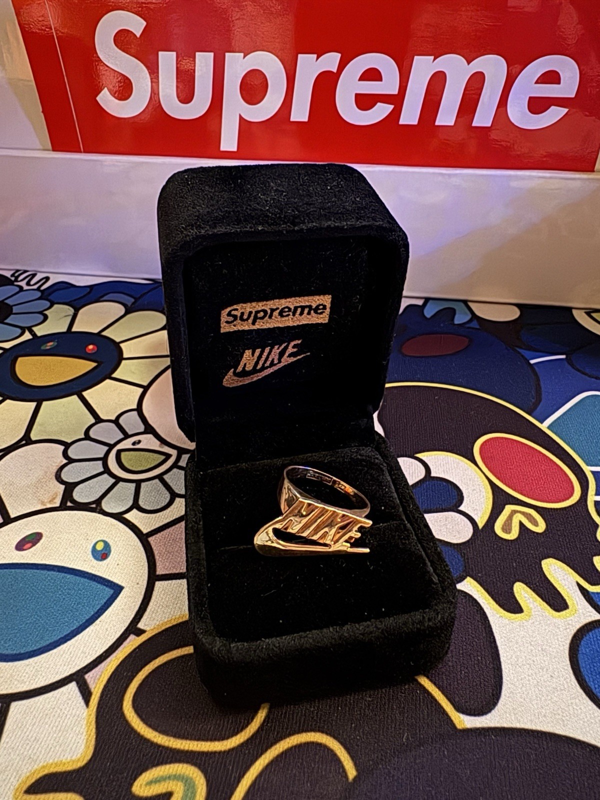 Nike x Supreme 14k Solid Gold Ring Size 6 1/2 Fall/Winter 2019 Season Pre-Owned