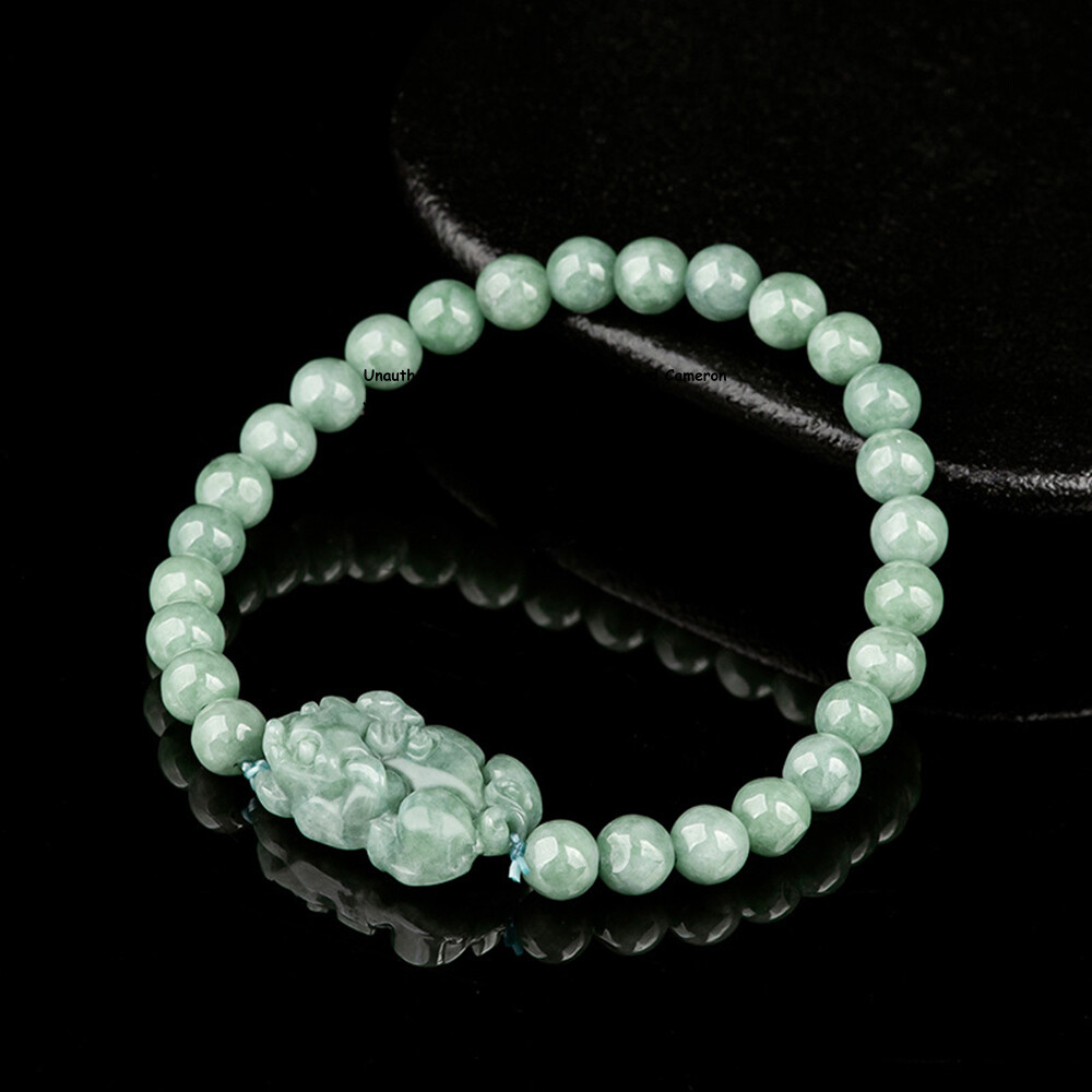 Real Grade A 100% Natural Green Jade Jadeite Men Women Lucky Pixiu Beads