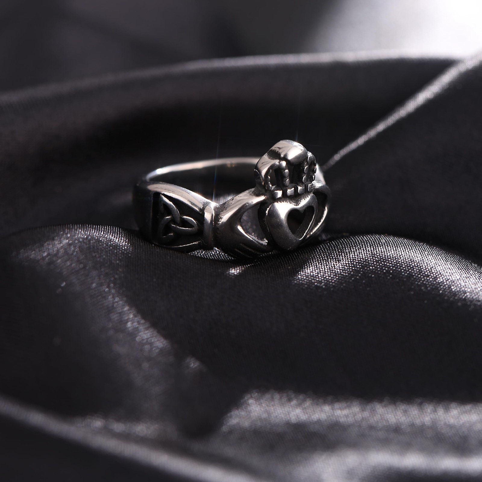 Celtic Claddagh Ring, Irish Heart Promise Anniversary Ring, Stainless Steel H…