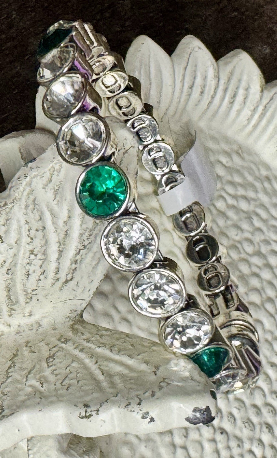 Plunder Green And Crystal Magnetic Bangle Bracelet Silver New Without Tag