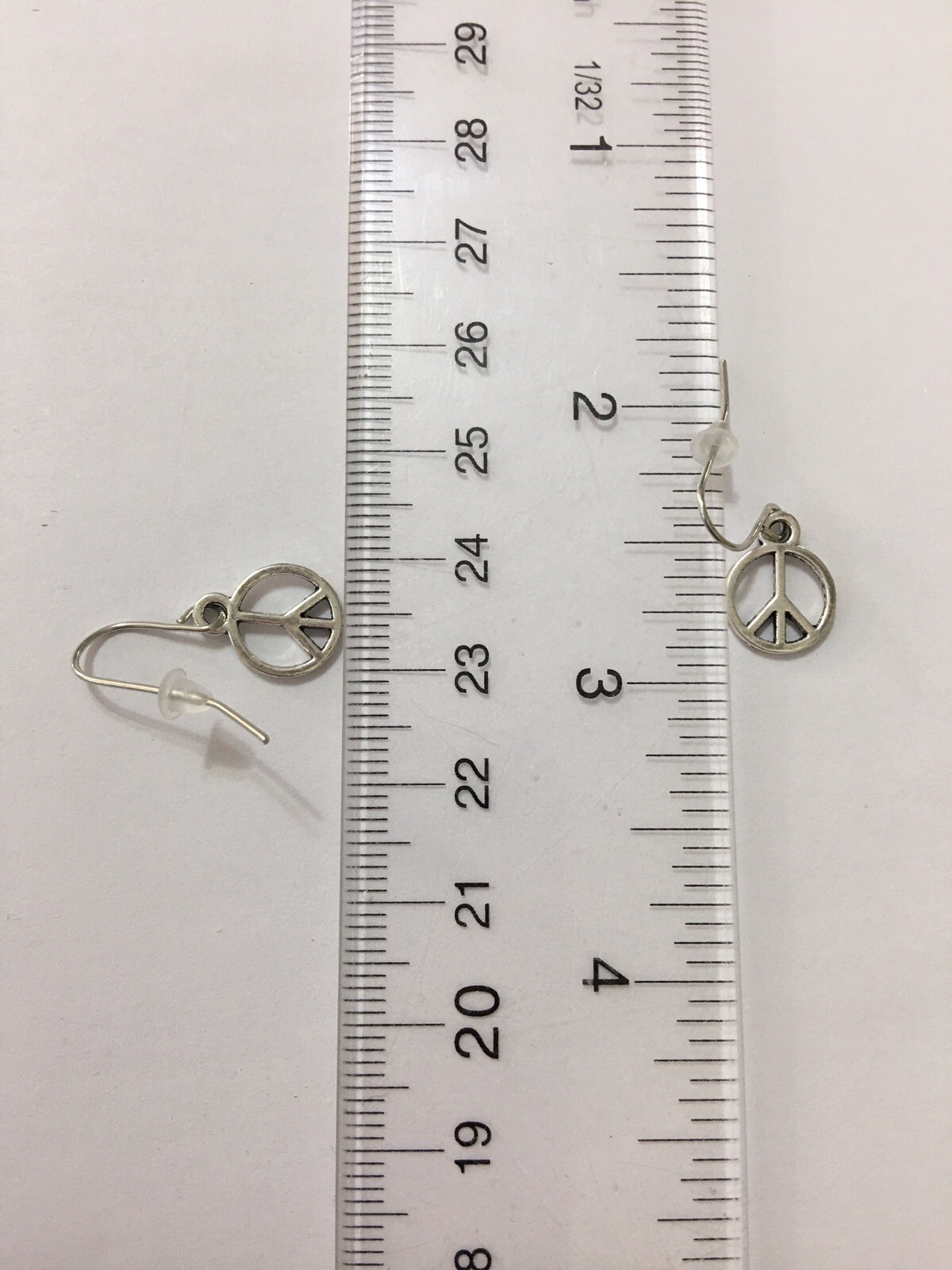 Small Peace Sign Charm Silver Earrings Stainless Steel Hooks! Hypoallergenic