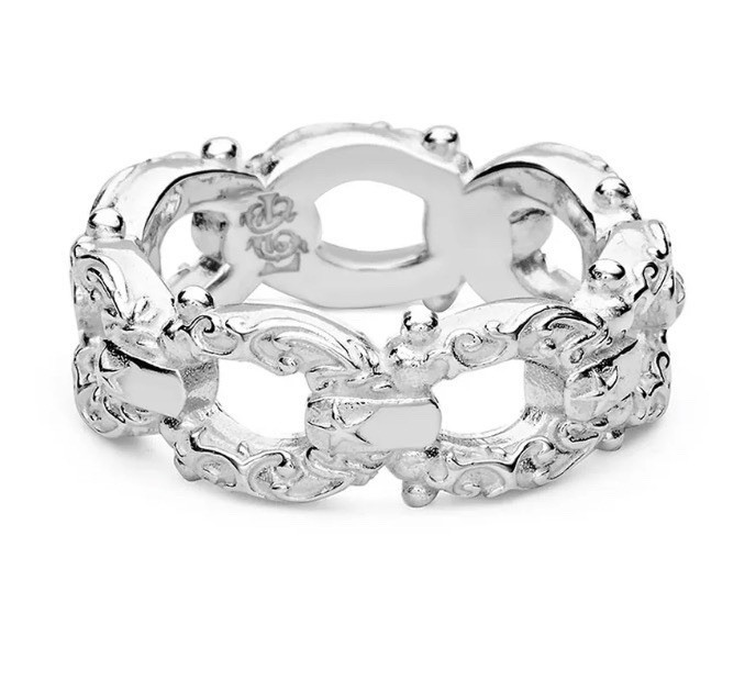 Lox and Chain 925 Silver Mens Lucky Stirrups Ring Size 11
