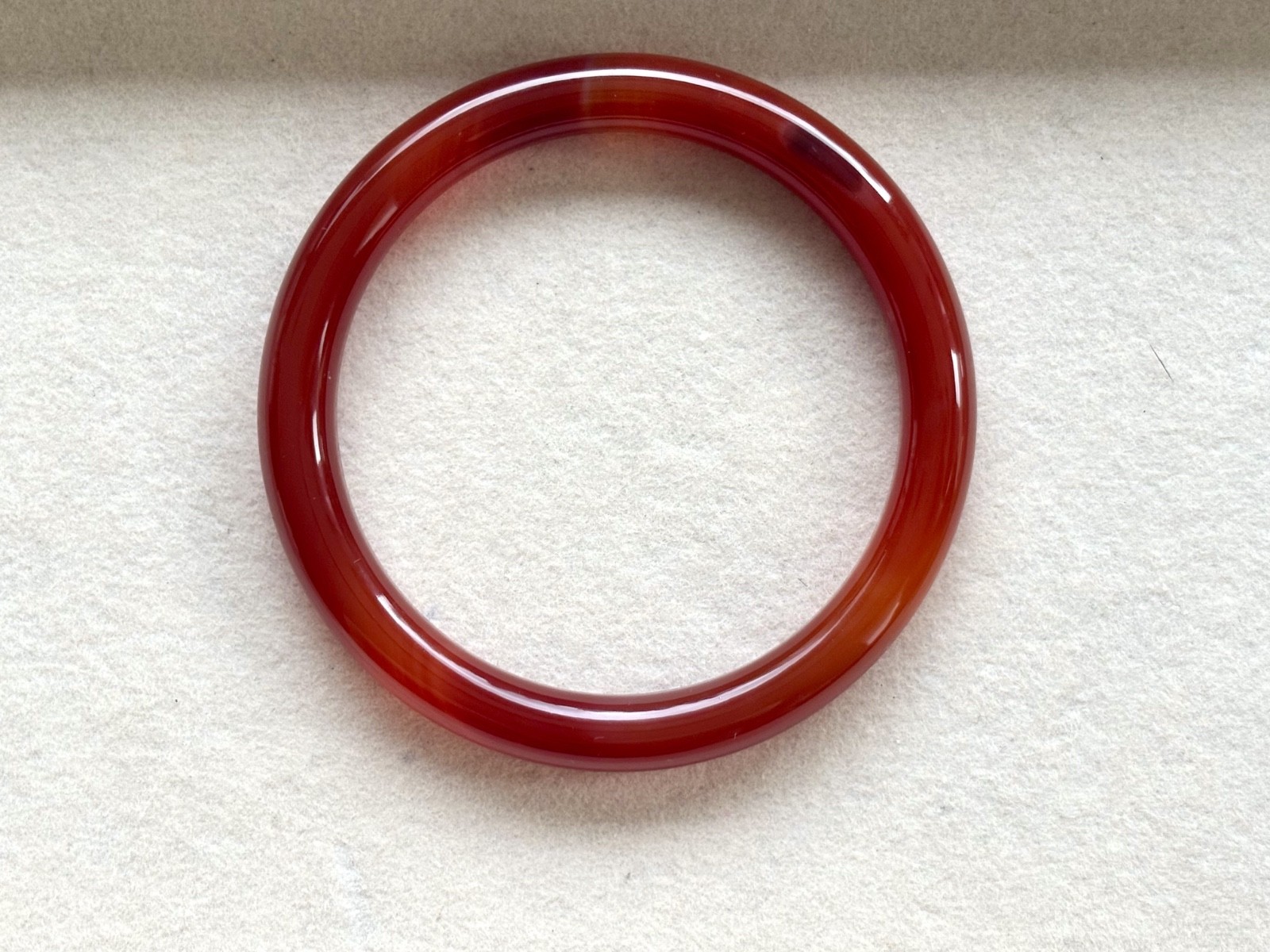 55mm Carnelian Red Agate Bangle Full Round with White Cloud Accent