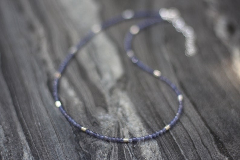 A++ Blue Iolite Faceted Round Gemstone Beads September Birthstone Necklaces 32”