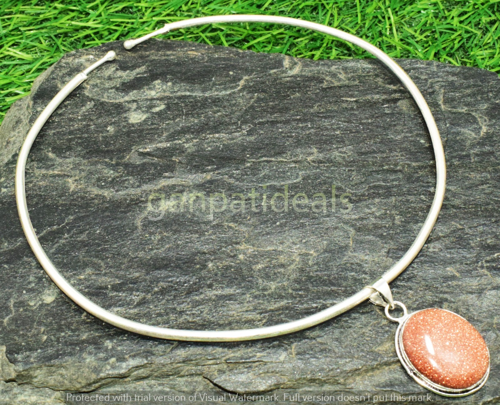 1pcs Sunstone Choker Pandant Necklace Set Beautiful Flexible & Easy to Wear