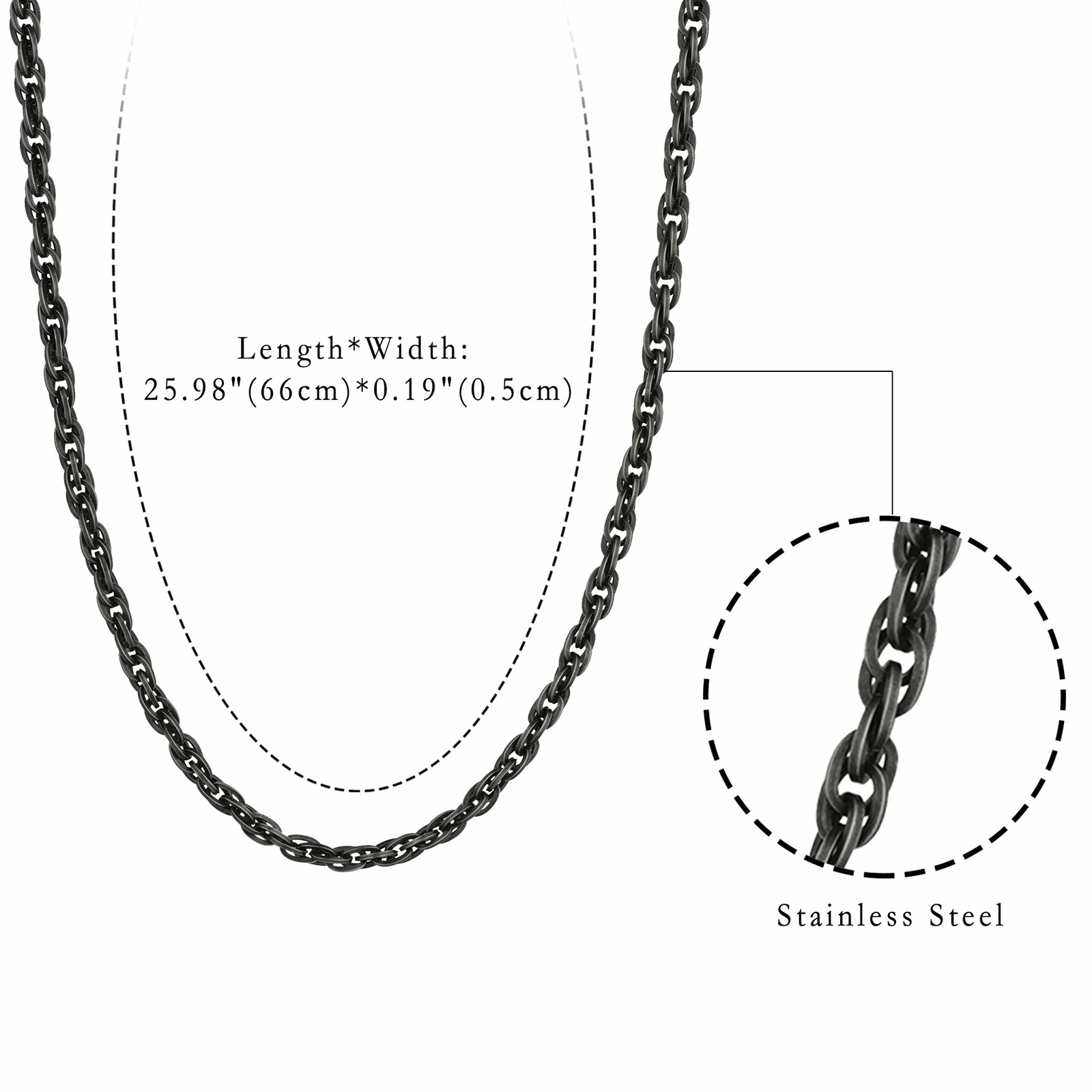 Stainless Steel Chain Necklace Twist Rope Link Men’s Biker Jewelry 5mm 6mm