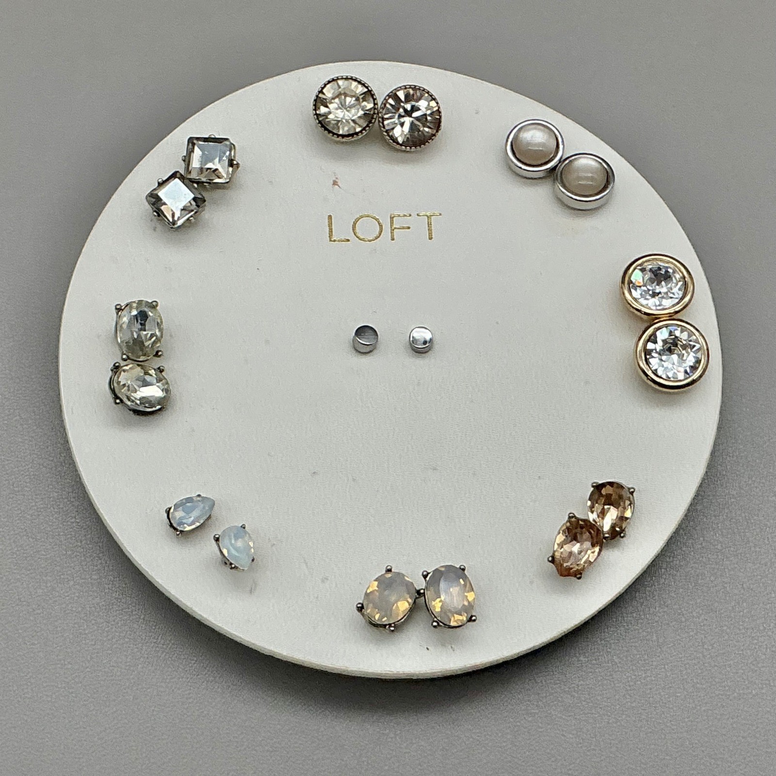 LOFT Earrings Women Multi Gold Tone Silver Tone Crystal Faux Pearl Studs 0.25″