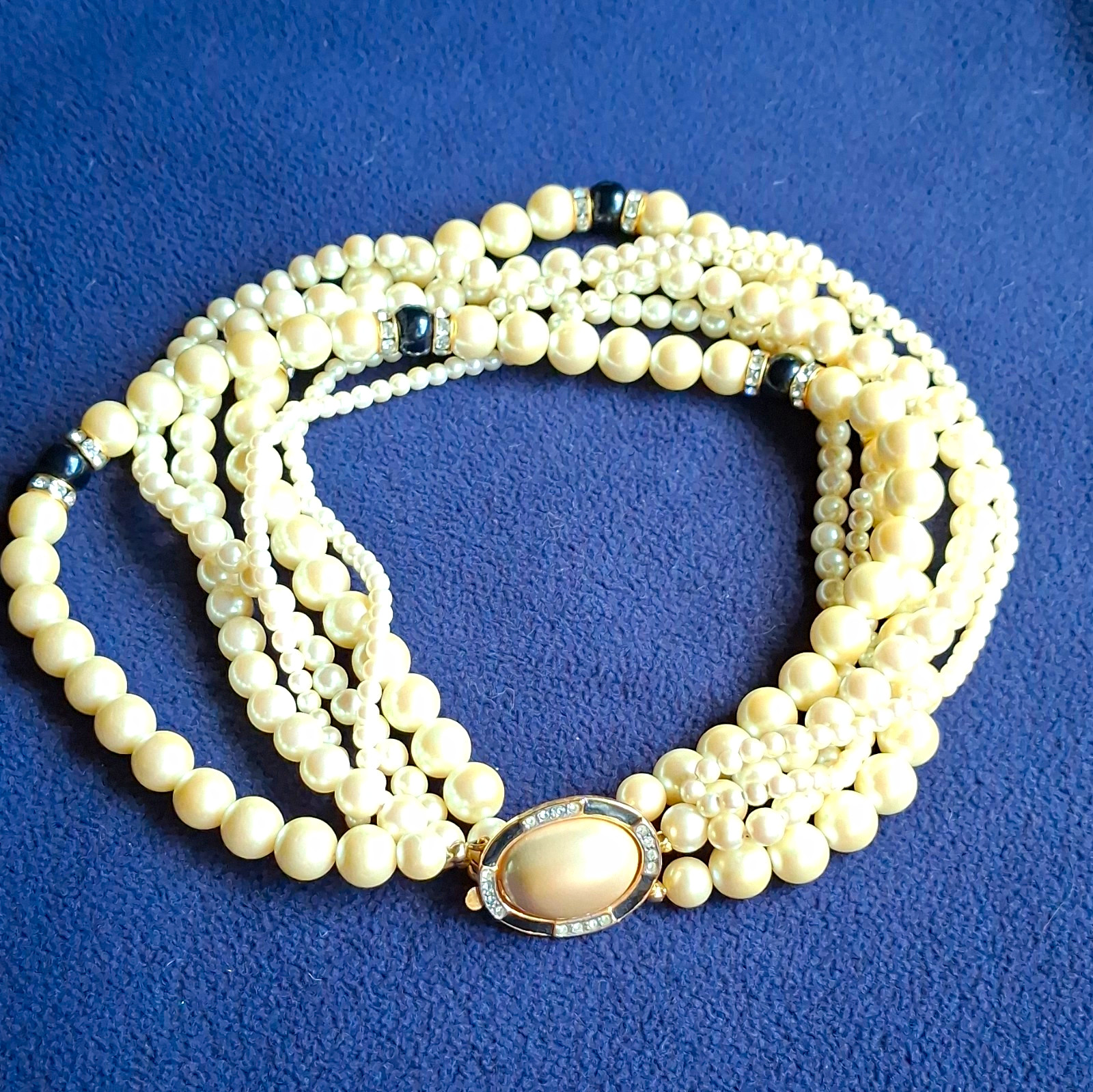 Carolee Multi-Strand Simulated Ivory Pearl & Crystal Gold Tone Box Necklace