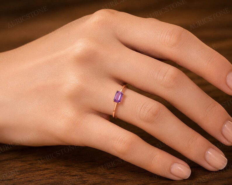 Lab Created Amethyst Ring, Base Metal: Brass Finish: Gold Plated, Gift