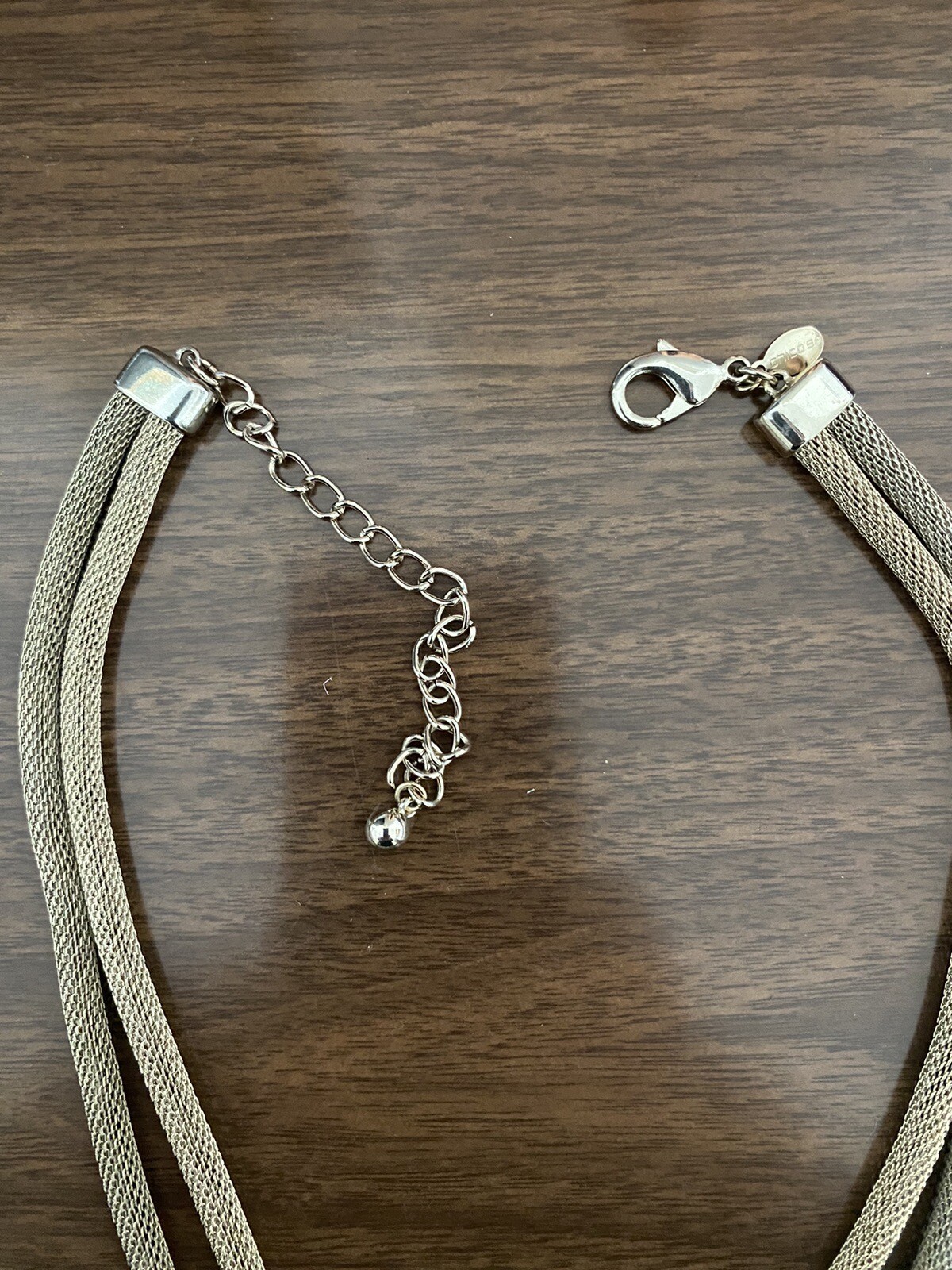Chicos Silver Tone Necklace With Silver Rings (Slight Kink On Side See Picture).