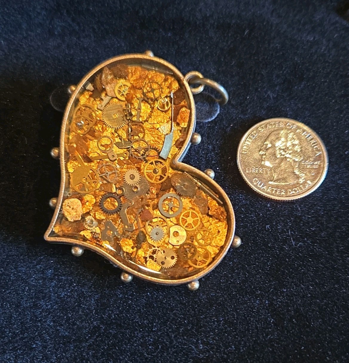 Victorian Streampunk Heart Clock Gears Handmade Necklace Amulet Pendant Jewelry