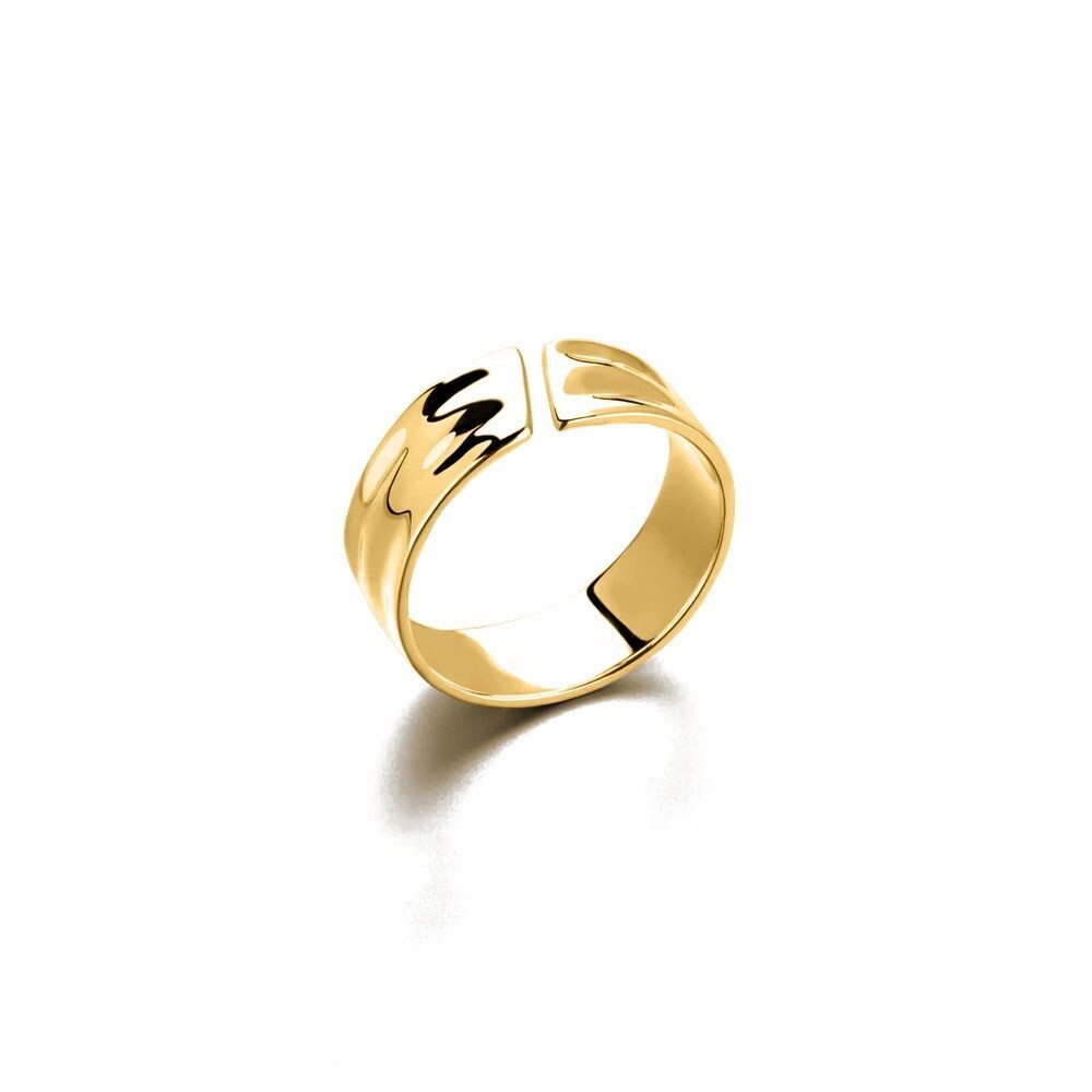 8mm Men Women 18k Gold Plated Silver Stainless Steel Texture Band Ring