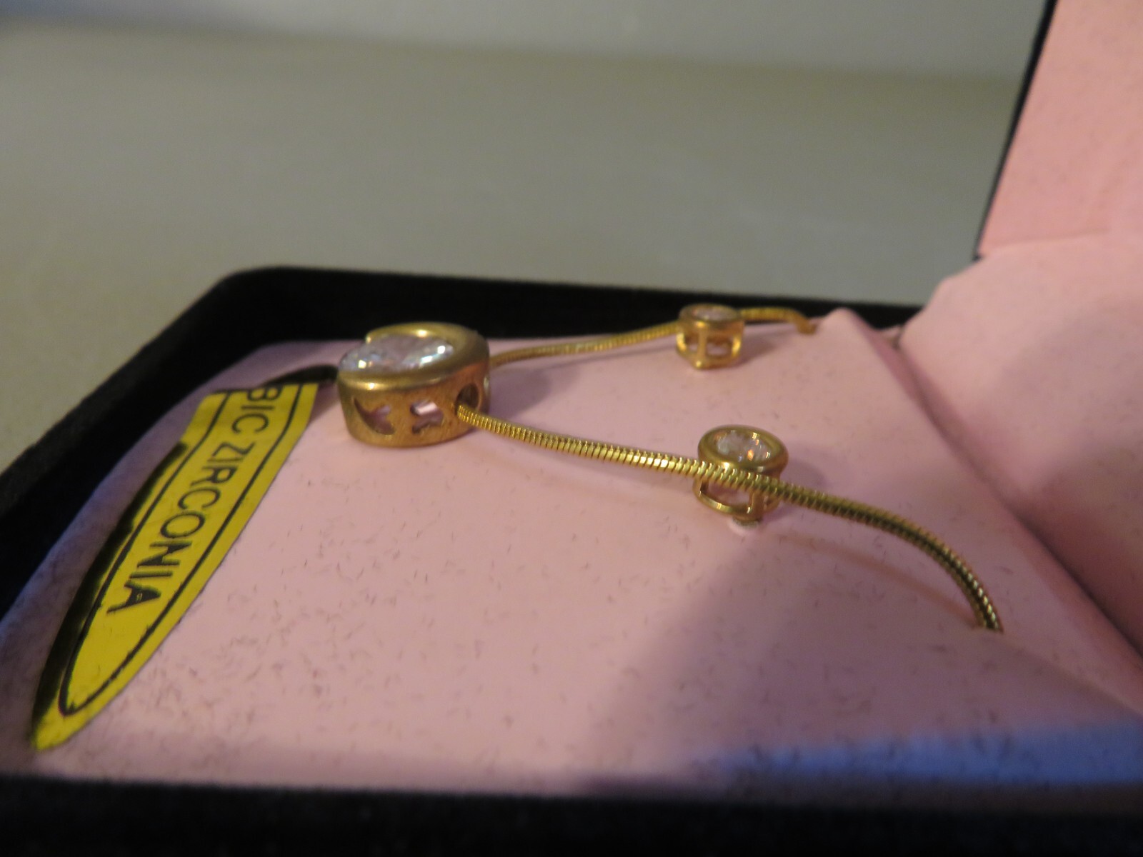 NEW Vintage Bijoux Terner Signed Gold Color Cubic Zirconia Necklace & Earrings