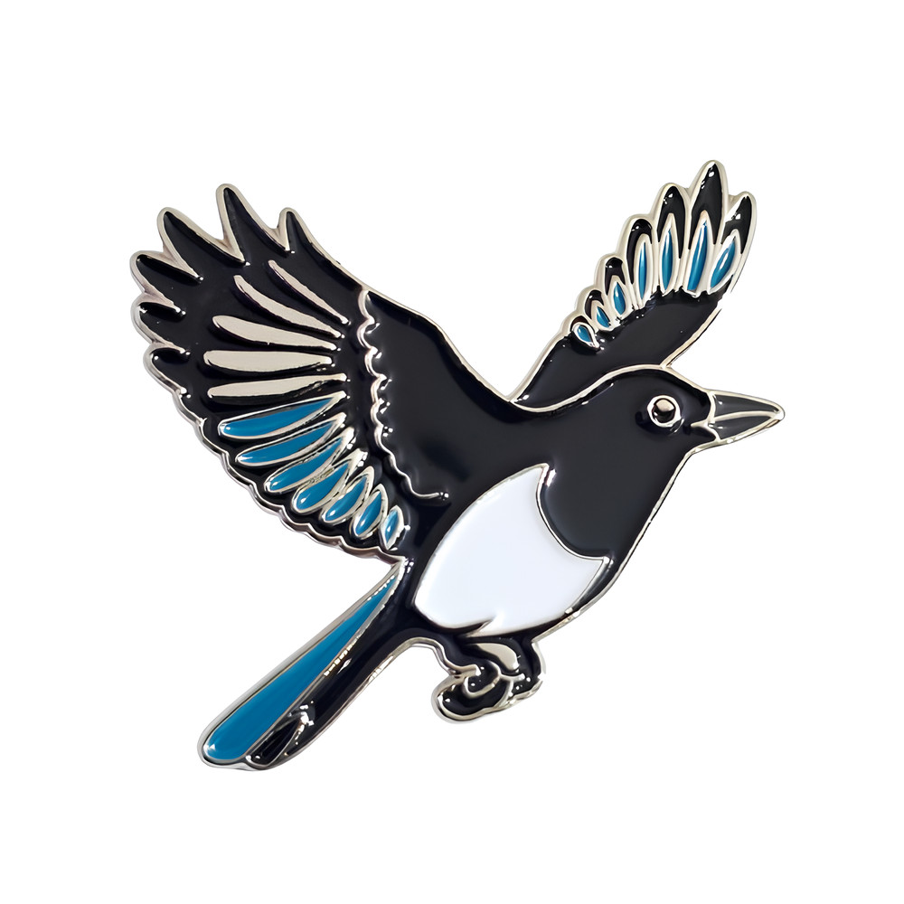 Magpie Pin Badge Enamel Flying Magpie Loyalty Bird Coat Bag Lapel Jewellery