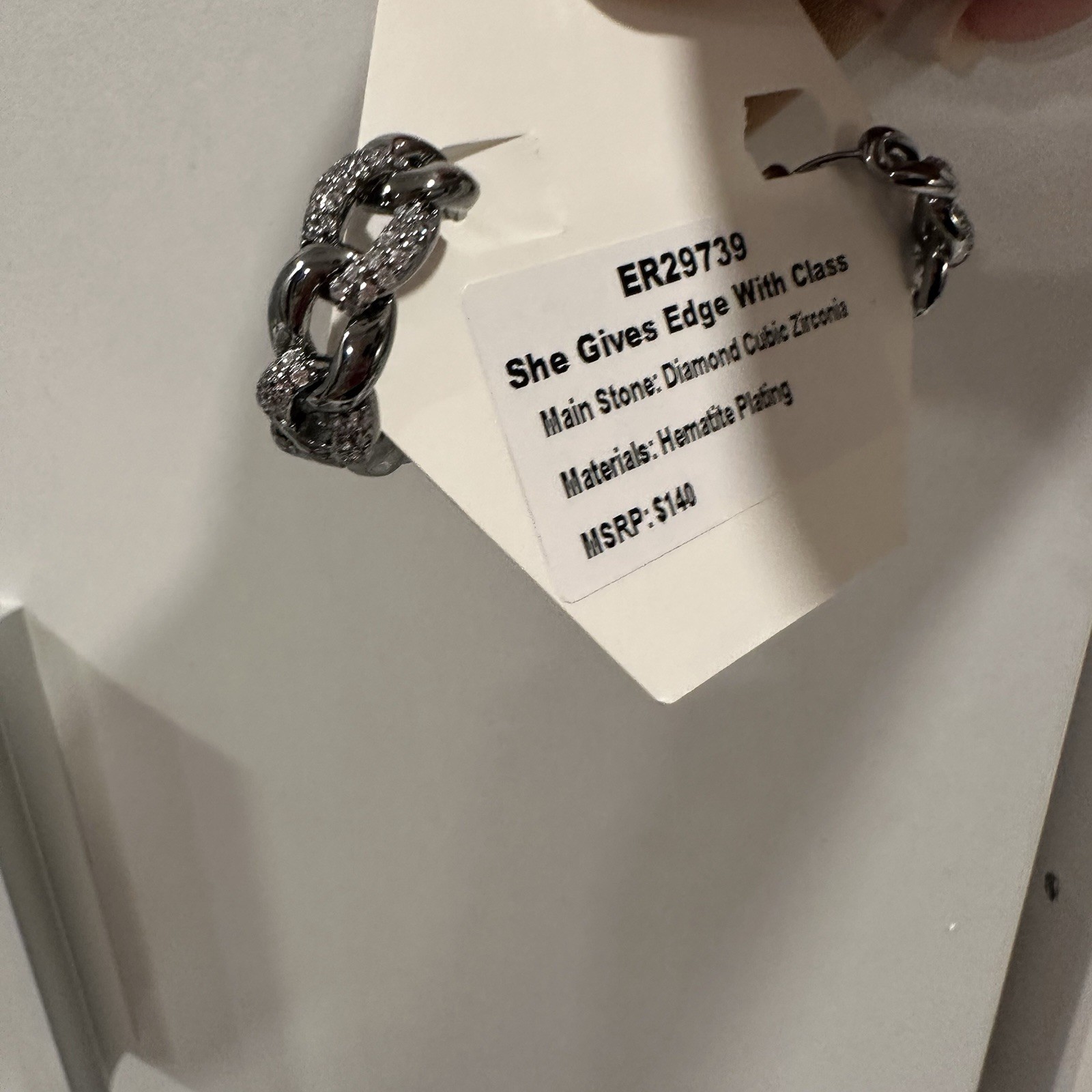Chain Bracelet Silver Hematite Plating Cubic Zirconia White ER29739