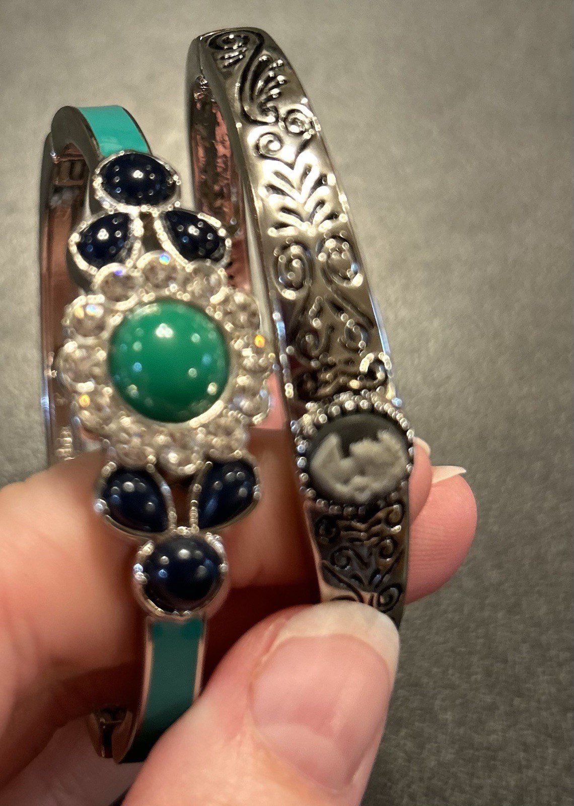 Lia Sophia Silver tone Stretch Bangle Bracelet Florid and Maven Two Bracelets