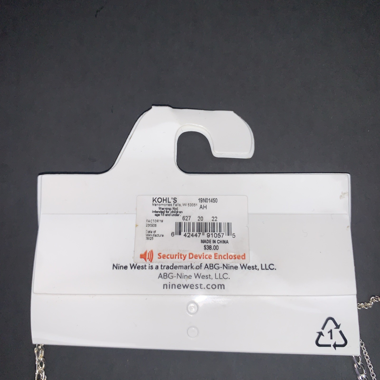 9West Crystal Square Links & Vertical Bar Pendant Layered Necklace Silver Tone